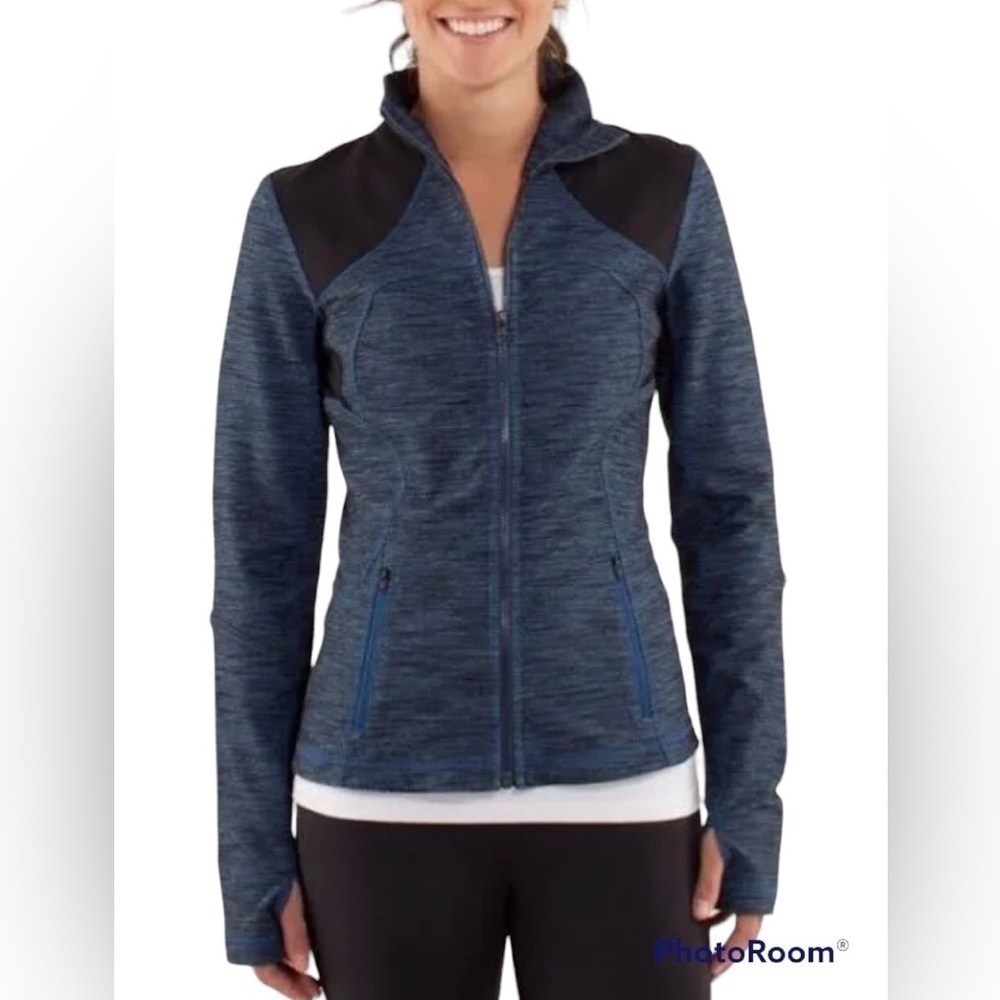 LULULEMON FORME SLUB DENIM INKWELL BLUE ZIP FRONT 8